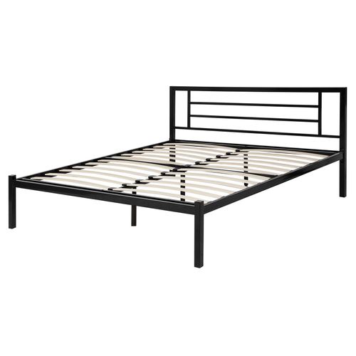 Lit Avec Sommier Métal Cusset 160 X 200 Cm Noir