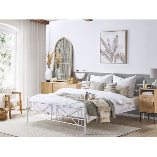 Lit Avec Sommier Métal Rodez 180 X 200 Cm Blanc