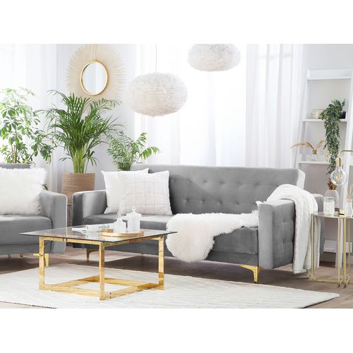 Canapé Convertible 3 Places En Velours Gris Aberdeen