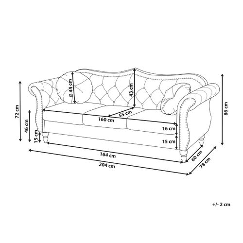 Canapé Chesterfield 3 Places En Velours Noir Skien
