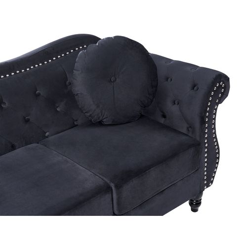 Canapé Chesterfield 3 Places En Velours Noir Skien