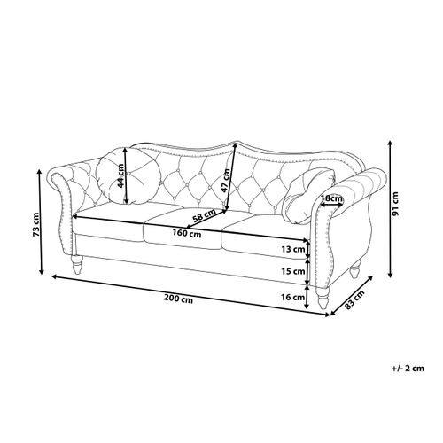 Canapé Chesterfield 3 Places En Velours Beige Skien