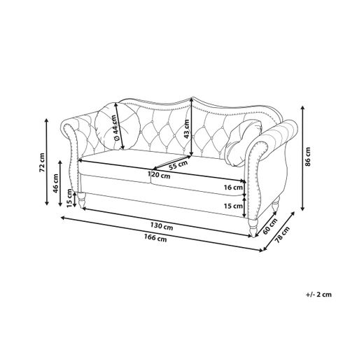 Canapé Chesterfield 2 Places En Velours Beige Skien