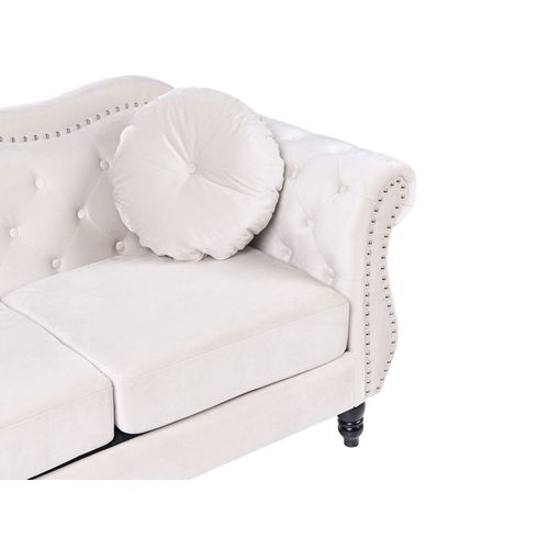 Canapé Chesterfield 2 Places En Velours Beige Skien