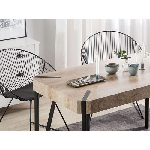 Table Bois Taupe/noir 130x80 Cm Cambell