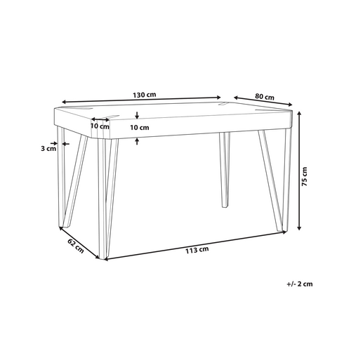 Table Bois Taupe/noir 130x80 Cm Cambell