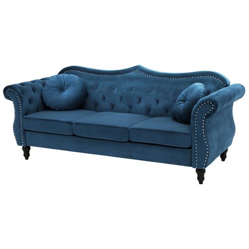 Ensemble De Canapés 2 + 3 Places En Velours Bleu Skien