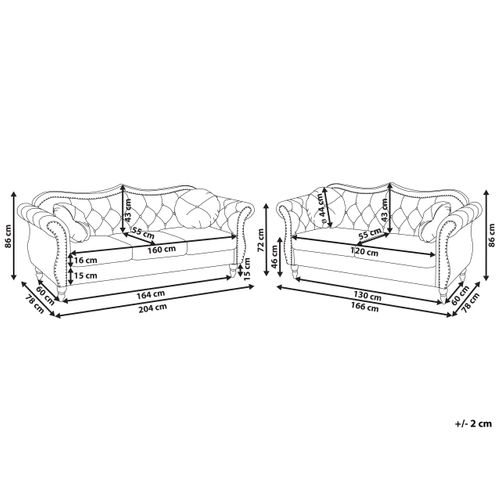 Ensemble De Canapés 2 + 3 Places En Velours Bleu Skien