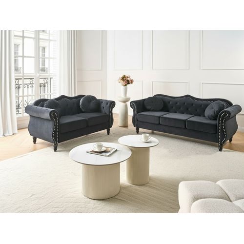 Ensemble De Canapés 2 + 3 Places En Velours Noir Skien