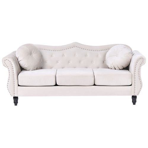 Ensemble De Canapés 2 + 3 Places En Velours Beige Skien