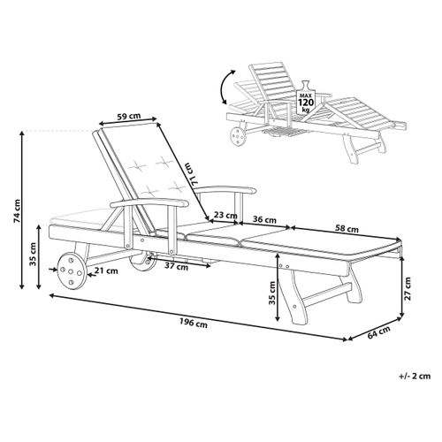Chaise Longue Avec Coussin Bois Bleu Foncé Java