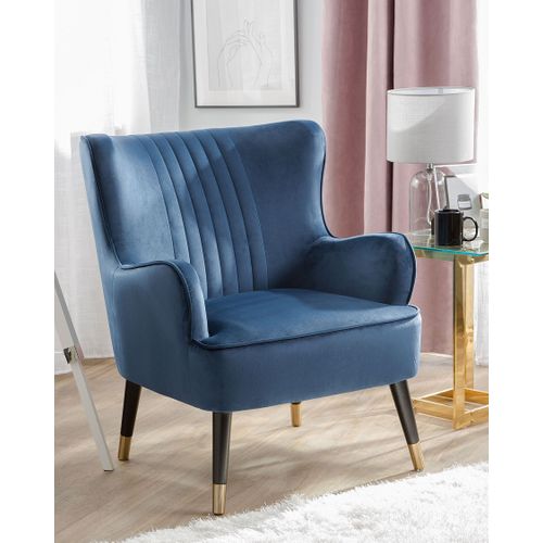 Velours Fauteuil Bleu Foncé Varberg