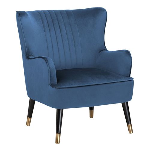 Velours Fauteuil Bleu Foncé Varberg