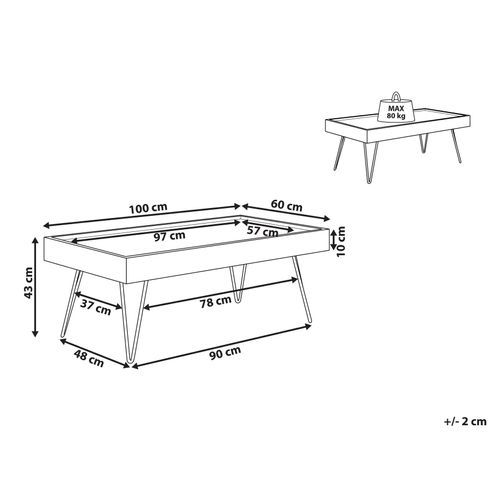 Table Basse Bois Foncé 100 X 60 Cm Welton