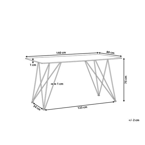 Table à Manger Effet Marbre Blanc Et Dorée 140 X 80 Cm Kenton