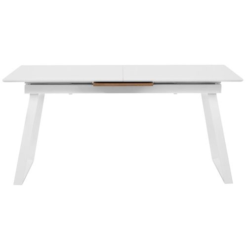 Table 160 X 90 Cm Plateau Extensible Blanc Et Bois Clair Kaluna