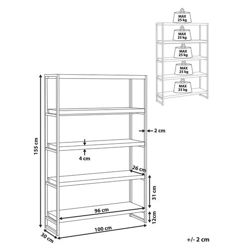 Bibliothèque 4 Étagères Bois Foncé Tifton