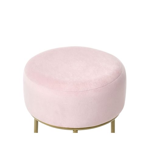 Petit Tabouret En Velours Rose Delco