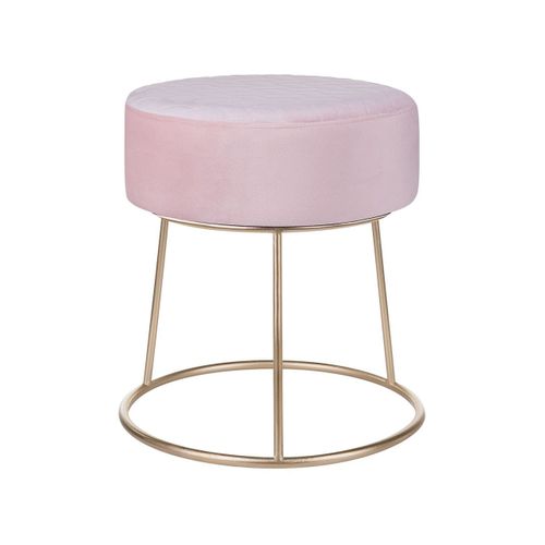 Petit Tabouret En Velours Rose Delco