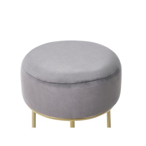 Petit Tabouret En Velours Gris Foncé Delco
