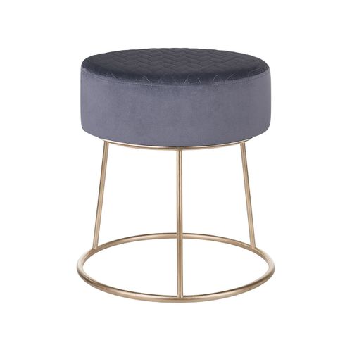 Petit Tabouret En Velours Gris Foncé Delco