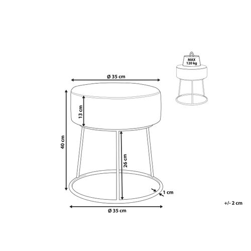 Petit Tabouret En Velours Gris Foncé Delco