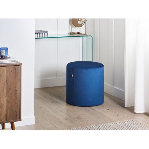 Pouf En Velours Bleu Foncé D 47 Cm Lovett