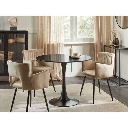 Table De Salle à Manger Noire Et Ronde 90 Cm Boca