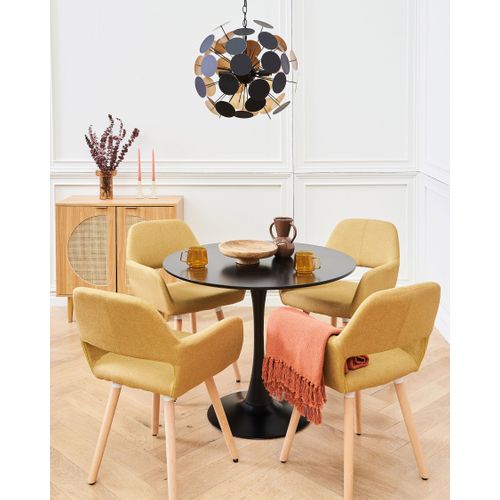 Table De Salle à Manger Noire Et Ronde 90 Cm Boca