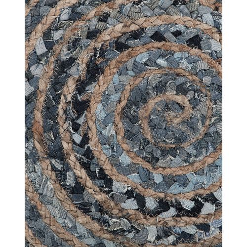 Tapis Rond 120 Cm Bleu Et Beige Maslak