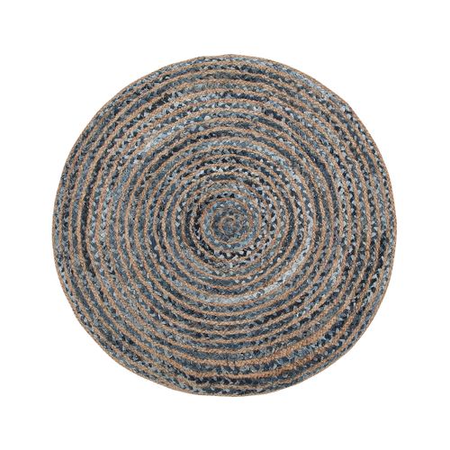 Tapis Rond 120 Cm Bleu Et Beige Maslak