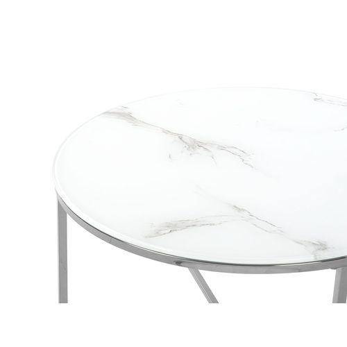 Table Basse Quincy Verre De Sécurité Marbre/argenté