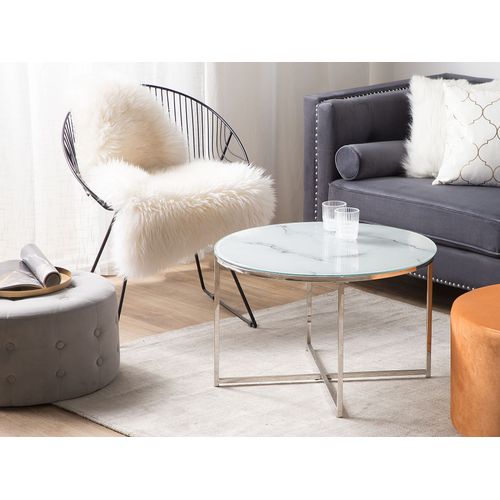 Table Basse Quincy Verre De Sécurité Marbre/argenté