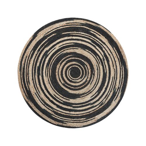 Tapis Rond 140 Cm Beige Et Noir Artora