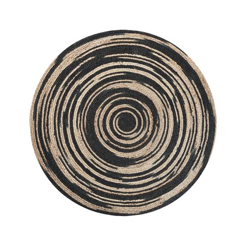 Tapis Rond 140 Cm Beige Et Noir Artora