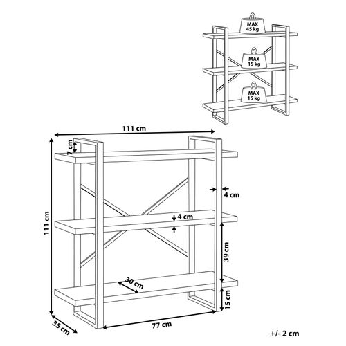 Bibliothèque 3 Étagères Bois Clair Timber