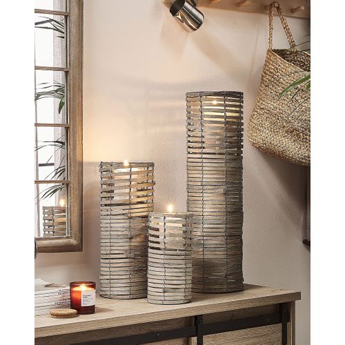 Lot De 3 Bougeoirs Gris Rovare