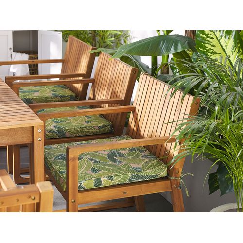 Lot De 8 Coussins Au Motif Feuilles Vertes Et Beiges Pour Chaises Sassari