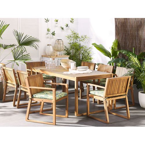 Lot De 8 Coussins Au Motif Feuilles Vertes Et Beiges Pour Chaises Sassari