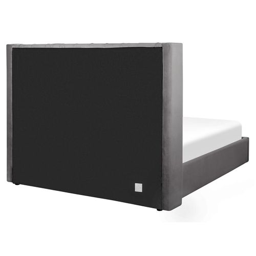 Lit Ottoman Velours Lubbon 160 X 200 Cm Gris