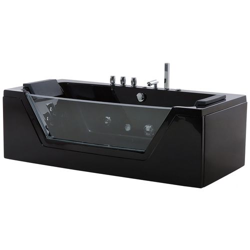 Baignoire D'angle à Remous Avec LED Samana 162 X 76 Cm Noir