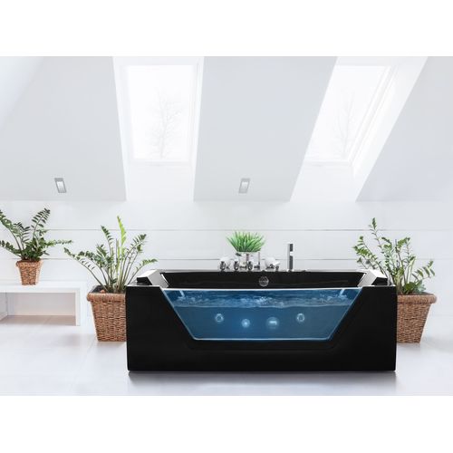 Baignoire D'angle à Remous Avec LED Samana 162 X 76 Cm Noir