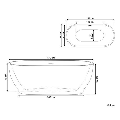 Baignoire Îlot Blanche 170 X 78 Cm Levera