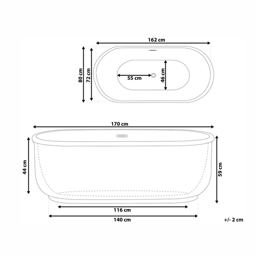 Baignoire Îlot Pinel 170 X 80 Cm Blanc