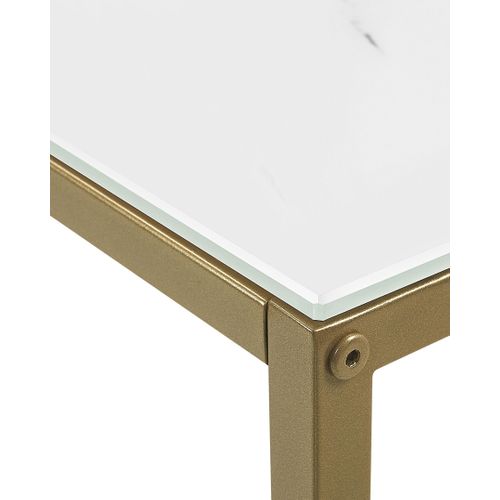 Console Effet Marbre Blanc Avec Pieds Dorés Delano