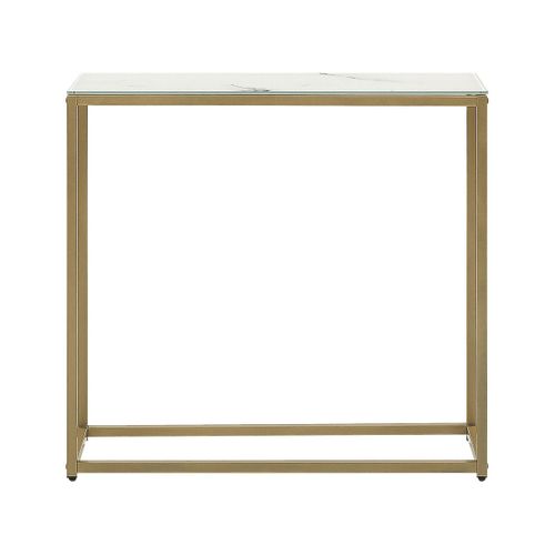 Console Effet Marbre Blanc Avec Pieds Dorés Delano