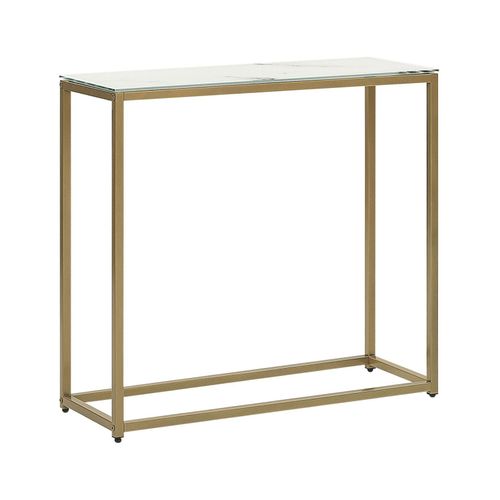 Console Effet Marbre Blanc Avec Pieds Dorés Delano
