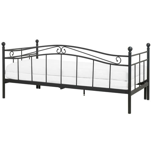 Lit Gigogne En Métal Noir 80 X 200 Cm Tulle