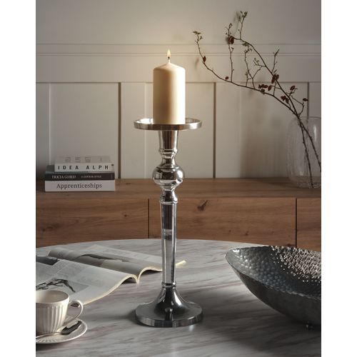 Bougeoir Sanafa Métal 41 Cm Argenté
