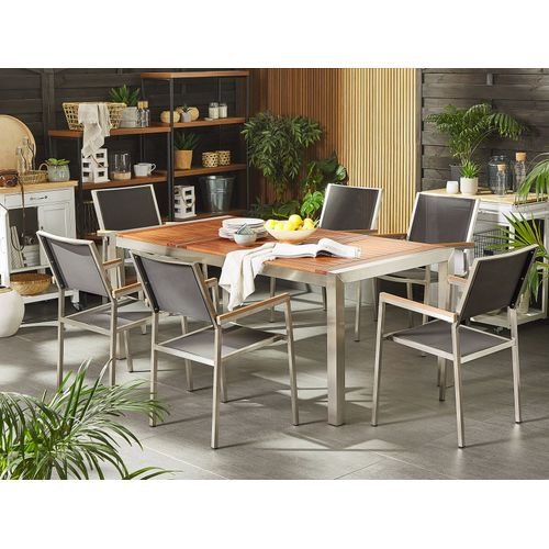 Set De Salle à Manger Bois Solide Gris Grosseto